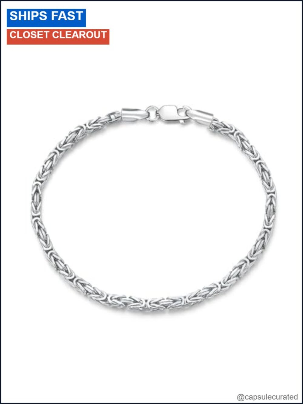925 Sterling Silver Byzantine Chain Bracelet Unisex Italy Lobster Claw